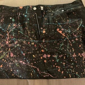 Hand painted unique Zara Black Skirt with Multicolor Splatter